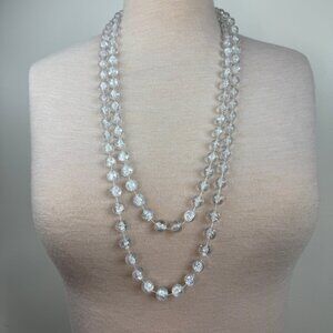 Vintage Clear Plastic Bead Necklace Bubbles Sparkle 73"
